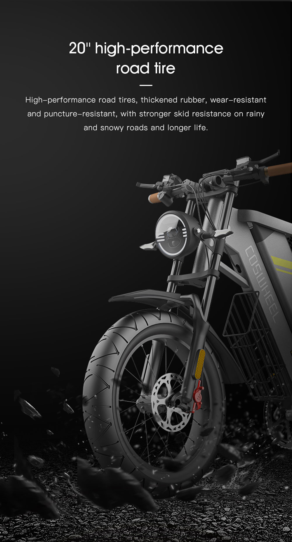 COSWHEEL GT20 Electric Off-road Bike, 20*4.0 Inch Tire, 750W Motor 45km/h Max Speed, 25Ah Battery For 140-160km Range 29 COSWHEEL GT20 Electric Off-road Bike, 20*4.0 Inch Tire, 750W Motor 45km/h Max Speed, 25Ah Battery For 140-160km Range -rockbros-shop COSWHEEL GT20 Electric Off road Bike 518577 15