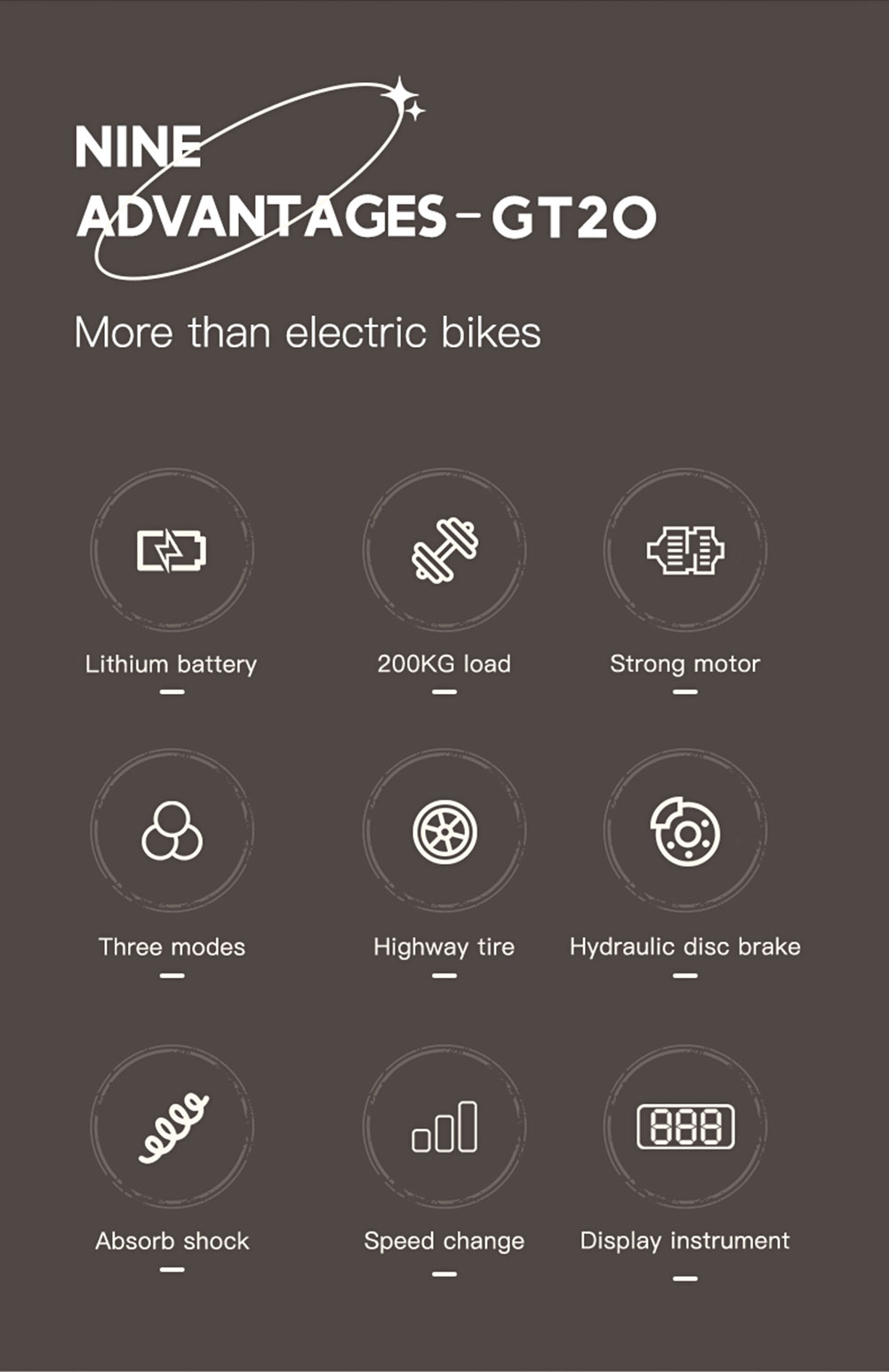 COSWHEEL GT20 Electric Off-road Bike, 20*4.0 Inch Tire, 750W Motor 45km/h Max Speed, 25Ah Battery For 140-160km Range 16 COSWHEEL GT20 Electric Off-road Bike, 20*4.0 Inch Tire, 750W Motor 45km/h Max Speed, 25Ah Battery For 140-160km Range -rockbros-shop COSWHEEL GT20 Electric Off road Bike 518577 2