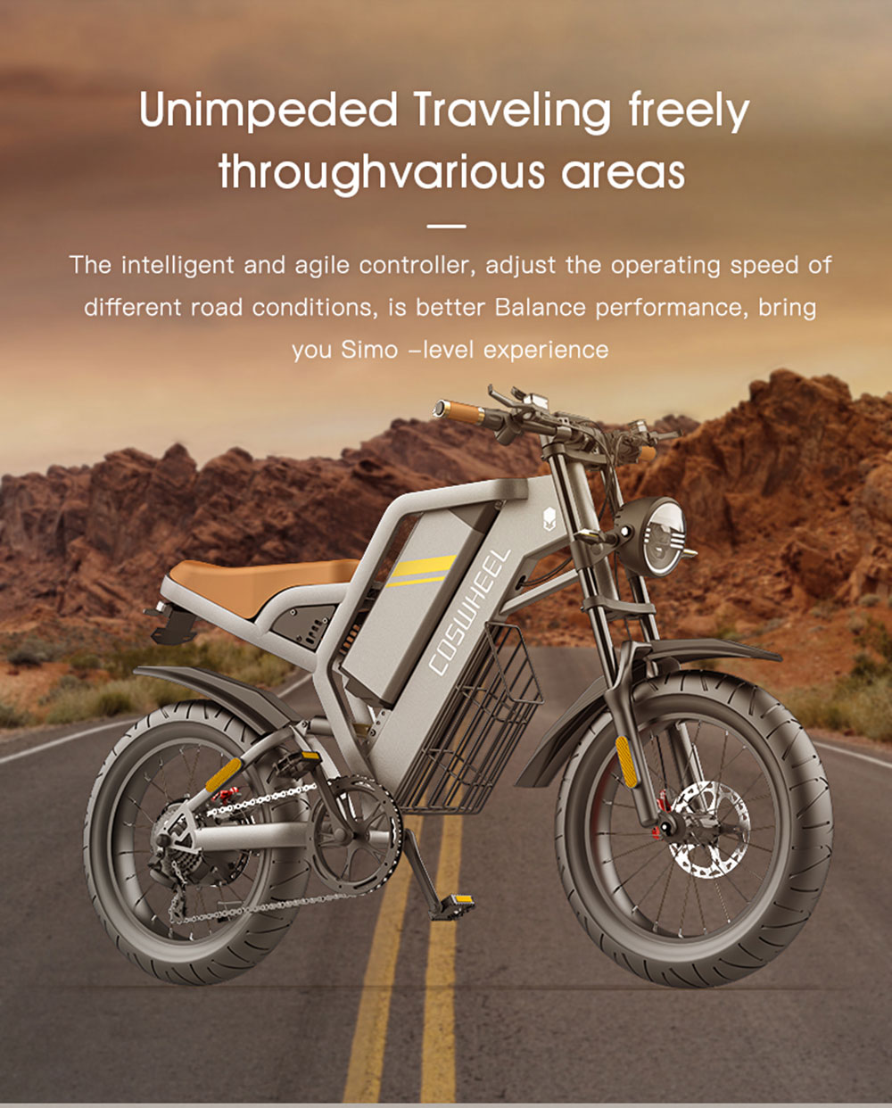 COSWHEEL GT20 Electric Off-road Bike, 20*4.0 Inch Tire, 750W Motor 45km/h Max Speed, 25Ah Battery For 140-160km Range 20 COSWHEEL GT20 Electric Off-road Bike, 20*4.0 Inch Tire, 750W Motor 45km/h Max Speed, 25Ah Battery For 140-160km Range -rockbros-shop COSWHEEL GT20 Electric Off road Bike 518577 6