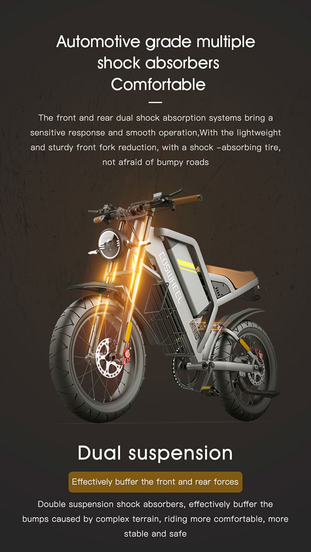 COSWHEEL GT20 Electric Off-road Bike, 20*4.0 Inch Tire, 750W Motor 45km/h Max Speed, 25Ah Battery For 140-160km Range 22 COSWHEEL GT20 Electric Off-road Bike, 20*4.0 Inch Tire, 750W Motor 45km/h Max Speed, 25Ah Battery For 140-160km Range -rockbros-shop COSWHEEL GT20 Electric Off road Bike 518577 8