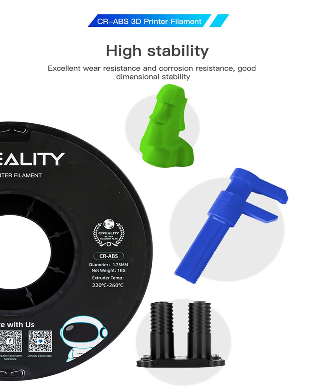 Creality CR 1.75mm ABS 3D Printing Filament 1KG Yellow