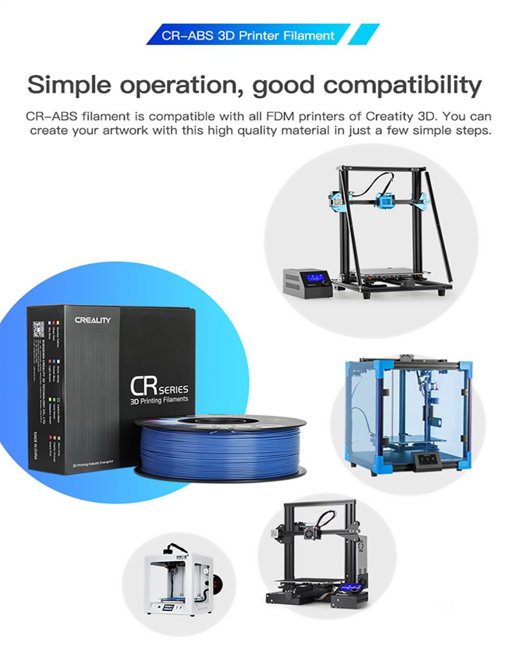 Creality CR 1.75mm ABS 3D Printing Filament 1KG Yellow