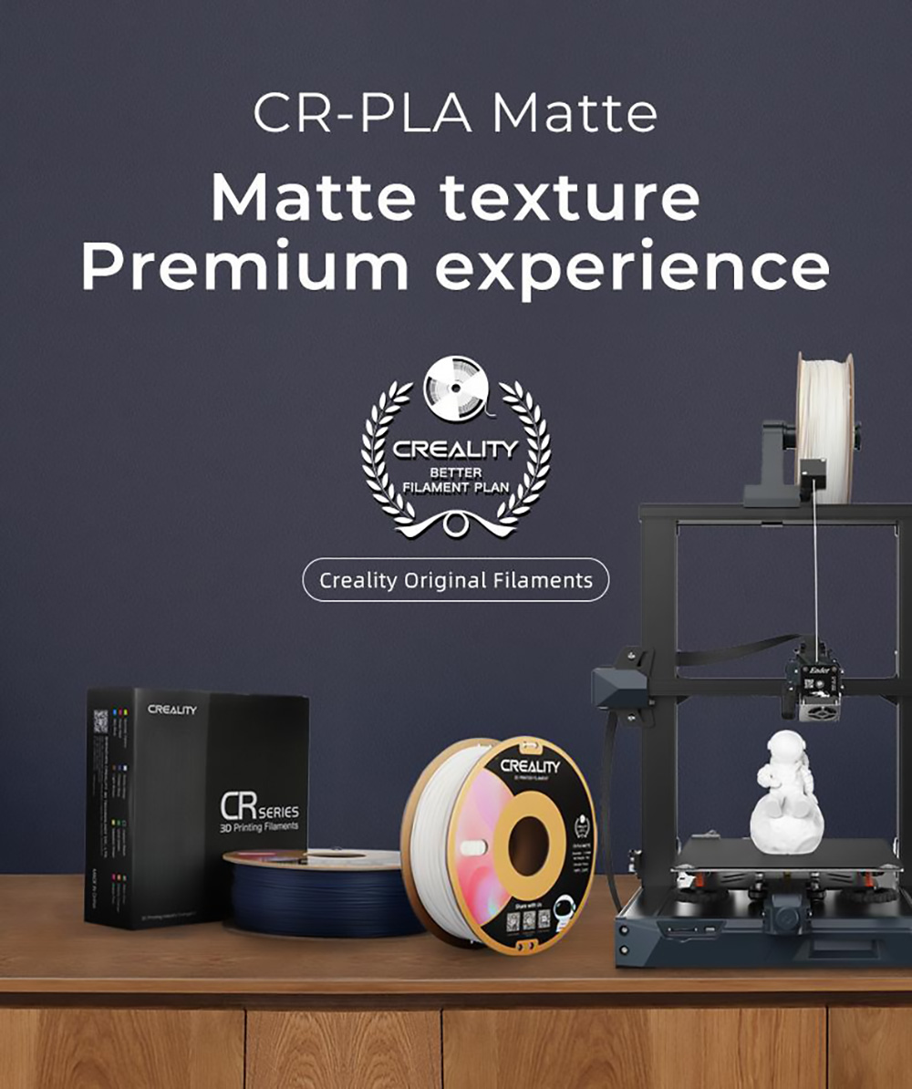 Creality CR 1.75mm Matte PLA 3D Printing Filament 1KG Matte Grey -BioloMix Shop Creality CR 1 75mm Matte PLA 3D Printing Filament 1KG Matte Grey 518613 0