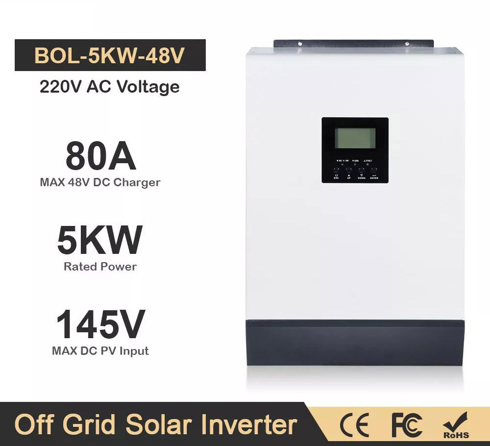 DAXTROMN 5KW Off Grid Solar Inverter, 48V DC 80A MPPT Solar Charger, 145VDC PV Input Pure Sine Wave, Support Parallel
