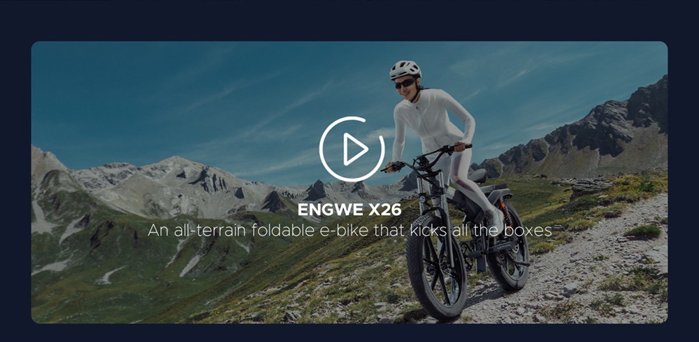 ENGWE X26 Electric Bike 26*4.0 Inch Fat Tires 50Km/h Max Speed 48V 1000W Motor 19.2Ah & 10Ah Dual Batteries For 100KM Range 150KG Max Load Triple Suspension System Shimano 8-Speed Gear Dual Hydraulic Disc Brake For All-Terrain Roads Mountain E-Bike -rockbros-shop ENGWE X26 Electric Bike 48V 1000W Motor 19Ah 7 5Ah Dual Battery 518813 1
