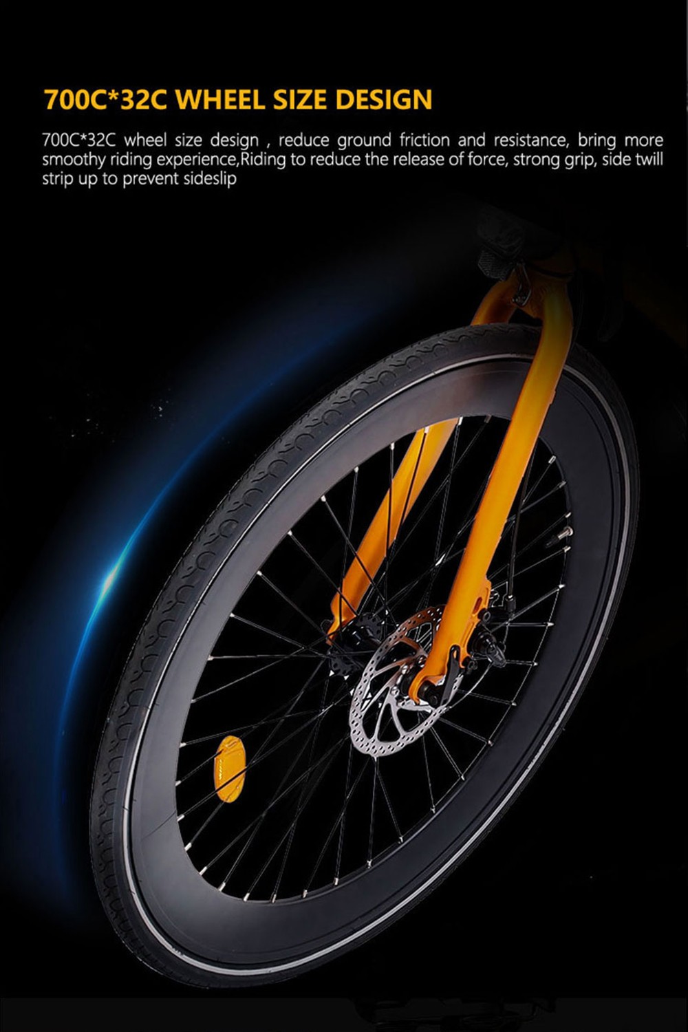 GOGOBEST R2 Electric City Road Bike 700C*32C Tires 36V 250W Motor 32Km/h Max Speed 36V 9.6Ah Battery For 60-80KM Range 100kg Load SHIMANO 7-Speed Gears - Orange -rockbros-shop GOGOBEST R2 Electric City Road Bike Orange 518589 4