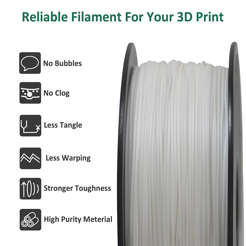 Geeetech ABS Filament For 3D Printer, 1.75mm Dimensional Accuracy +/- 0.03mm 1kg Spool (2.2 Lbs) - White -BioloMix Shop Geeetech ABS Filament for 3D Printer White 518769 0