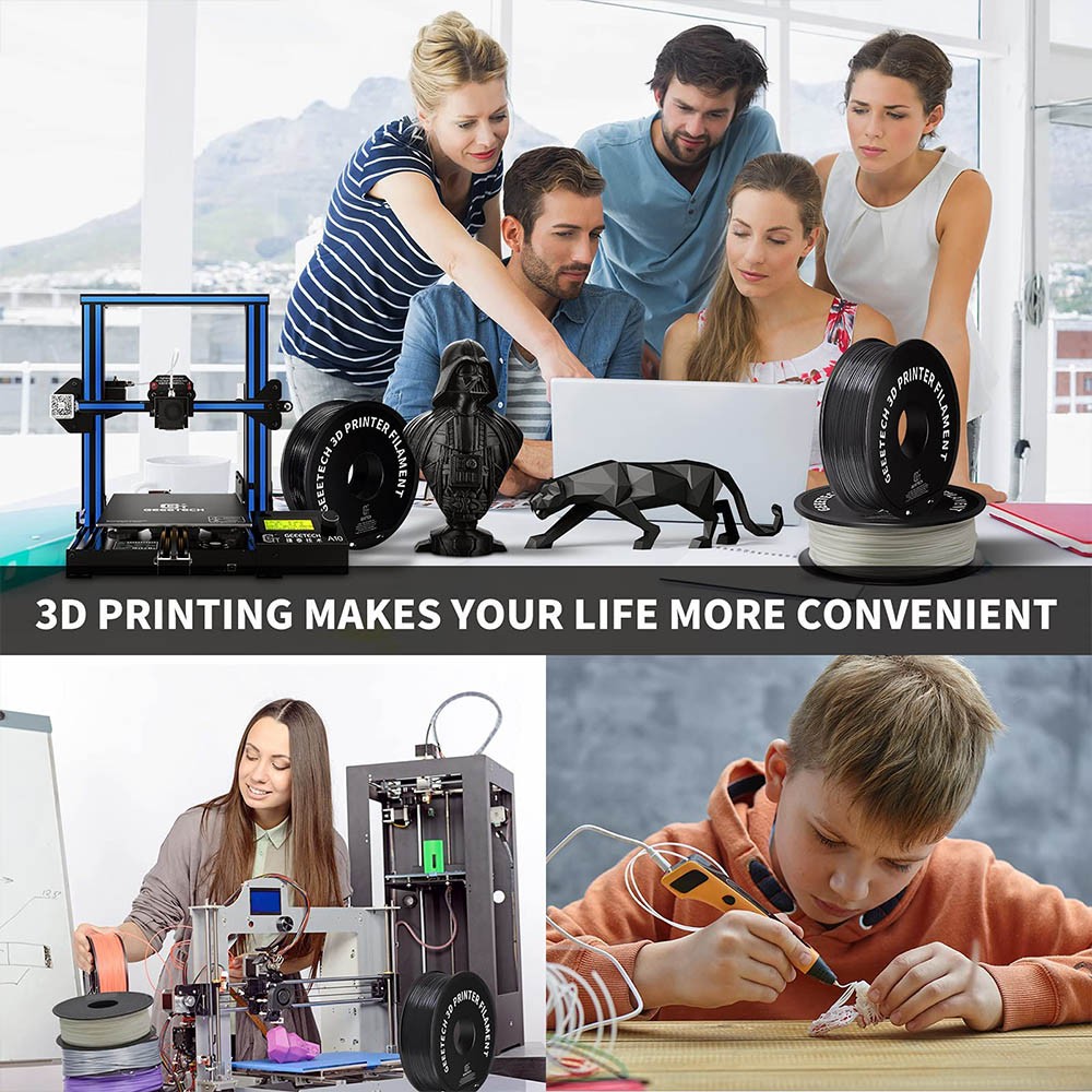 Geeetech ABS Filament For 3D Printer, 1.75mm Dimensional Accuracy +/- 0.03mm 1kg Spool (2.2 Lbs) - White -BioloMix Shop Geeetech ABS Filament for 3D Printer White 518769 3