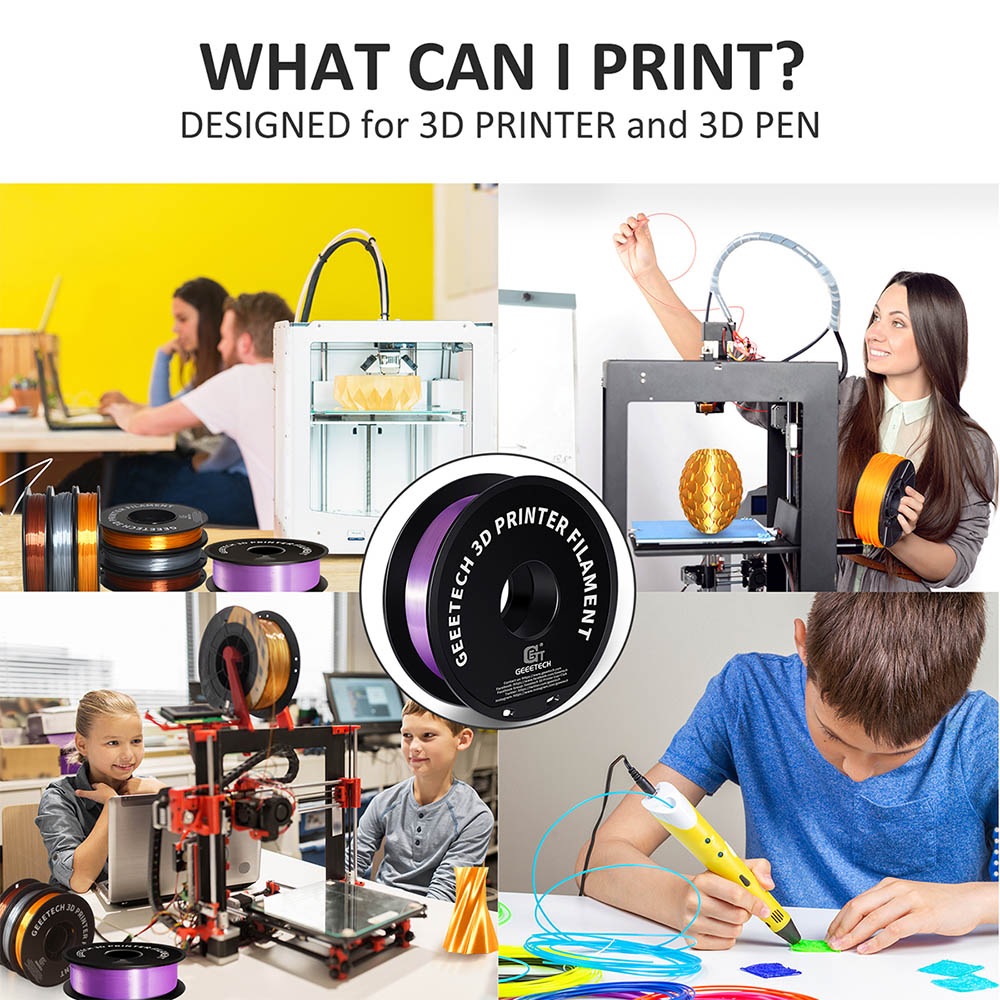 Geeetech Silk PLA Filament For 3D Printer, 1.75mm Dimensional Accuracy +/- 0.03mm 1kg Spool (2.2 Lbs) - Purple 18 Geeetech Silk PLA Filament For 3D Printer, 1.75mm Dimensional Accuracy +/- 0.03mm 1kg Spool (2.2 Lbs) - Purple -Deals Accessories Store Geeetech Silk PLA Filament for 3D Printer Purple 518563 6
