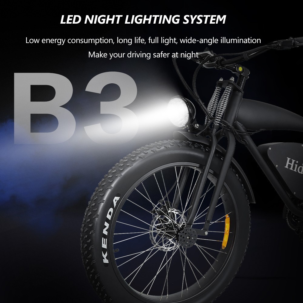Hidoes B3 Electric Mountain Bike 26*4.0 Inch Off-Road Fat Tires 1200W Brushless Motor 25Km/h Max Speed 48V 17.5Ah Battery For 50-60KM Mileage -rockbros-shop Hidoes B3 Electric Bike 1200W Brushless Motor EU 518649 1