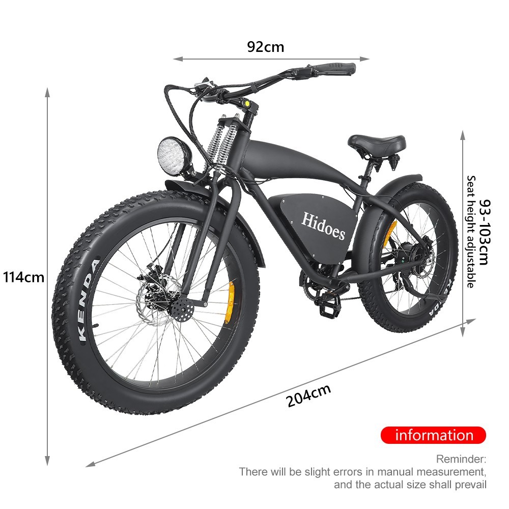 Hidoes B3 Electric Mountain Bike 26*4.0 Inch Off-Road Fat Tires 1200W Brushless Motor 25Km/h Max Speed 48V 17.5Ah Battery For 50-60KM Mileage -rockbros-shop Hidoes B3 Electric Bike 1200W Brushless Motor EU 518649 12