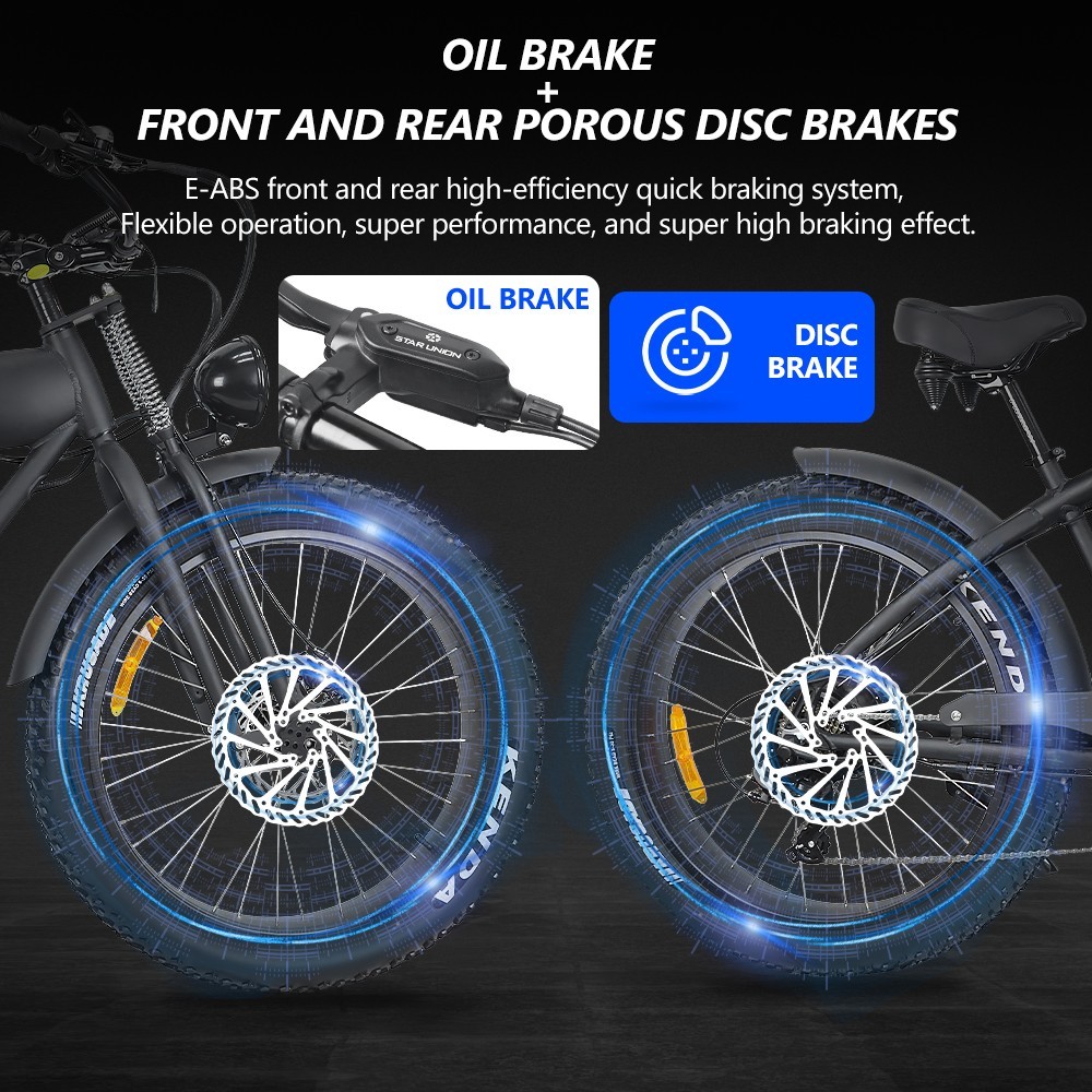 Hidoes B3 Electric Mountain Bike 26*4.0 Inch Off-Road Fat Tires 1200W Brushless Motor 25Km/h Max Speed 48V 17.5Ah Battery For 50-60KM Mileage -rockbros-shop Hidoes B3 Electric Bike 1200W Brushless Motor EU 518649 3