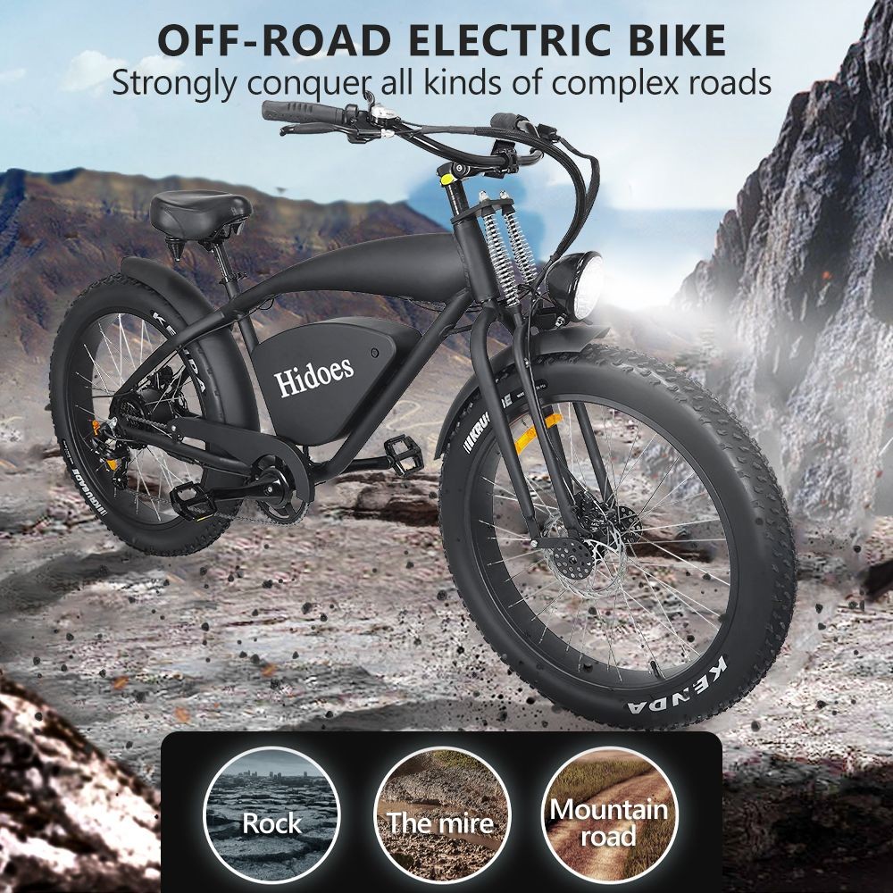 Hidoes B3 Electric Mountain Bike 26*4.0 Inch Off-Road Fat Tires 1200W Brushless Motor 25Km/h Max Speed 48V 17.5Ah Battery For 50-60KM Mileage -rockbros-shop Hidoes B3 Electric Bike 1200W Brushless Motor EU 518649 6