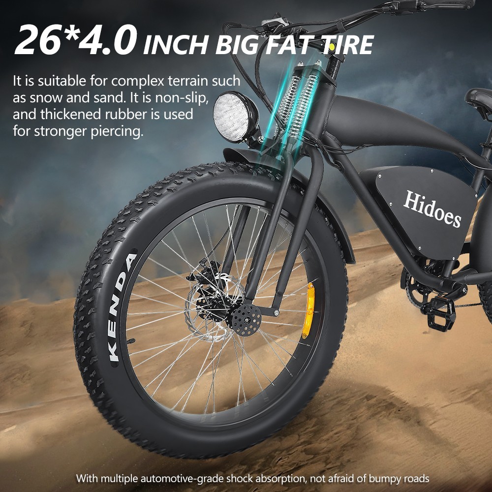 Hidoes B3 Electric Mountain Bike 26*4.0 Inch Off-Road Fat Tires 1200W Brushless Motor 25Km/h Max Speed 48V 17.5Ah Battery For 50-60KM Mileage -rockbros-shop Hidoes B3 Electric Bike 1200W Brushless Motor EU 518649 8
