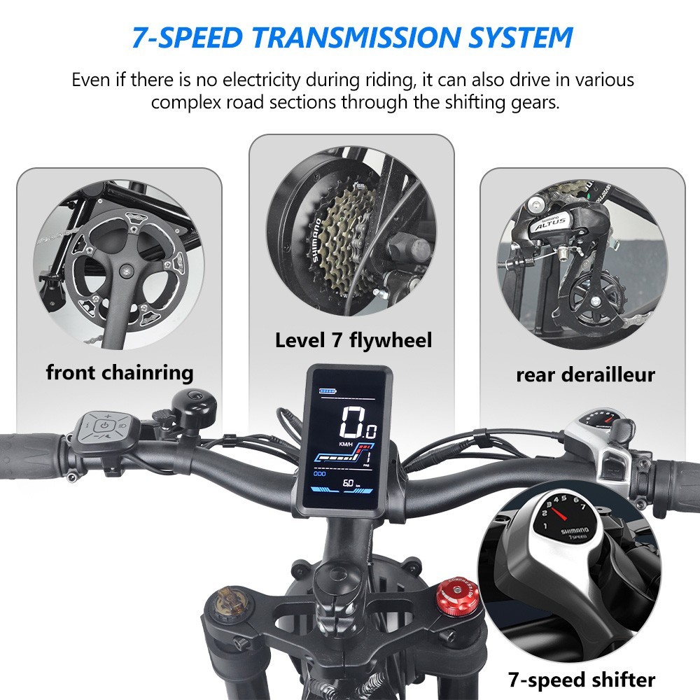 Hidoes B6 All-terrain Electric Bike 20 Inch Off-road Fat Tire, 1200W High Speed Motor 60Km/h Max Speed 48V 17.5Ah Battery Dual Oil Disc Brakes -rockbros-shop Hidoes B6 All terrain Electric Bike 20 Off road Tire 518650 3