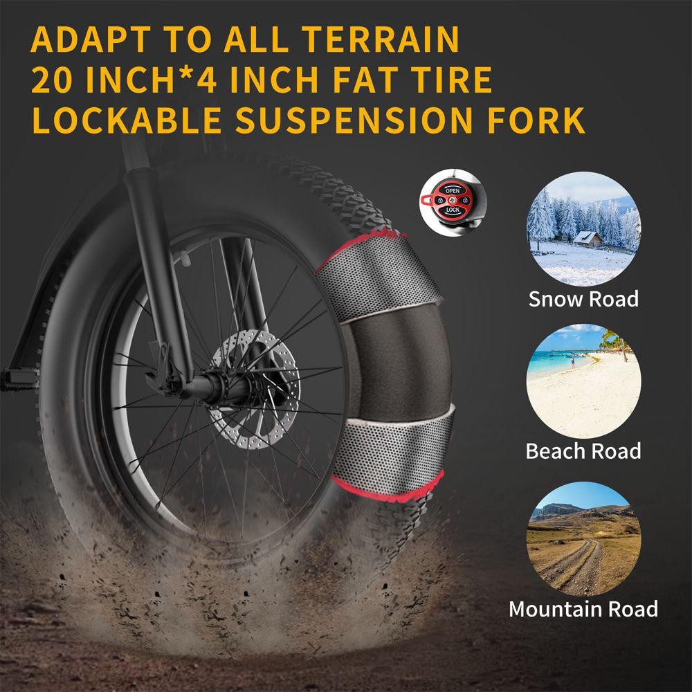 IDOTATA G20 Pro Electric Bike 20*4.0 Inch Chaoyang Fat Tire 48V 1000W Motor 12.8Ah Battery 45Km/h Max Speed Shimano 7 Speed Gear Mechanical Disc Brake IP54 Waterproof -rockbros-shop IDOTATA G20 Pro Electric Bike 518841 0