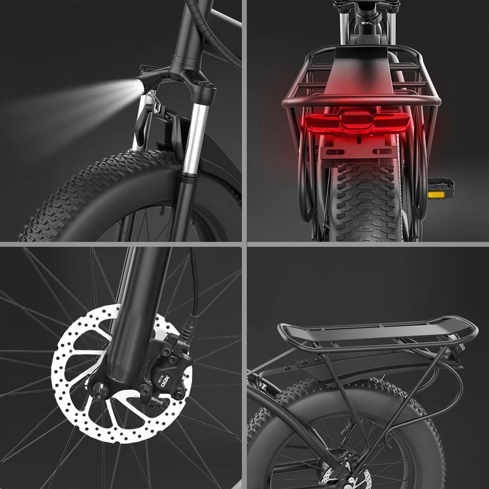 IDOTATA G20 Pro Electric Bike 20*4.0 Inch Chaoyang Fat Tire 48V 1000W Motor 12.8Ah Battery 45Km/h Max Speed Shimano 7 Speed Gear Mechanical Disc Brake IP54 Waterproof -rockbros-shop IDOTATA G20 Pro Electric Bike 518841 4