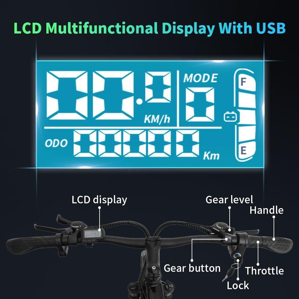 IDOTATA S26-36V Electric Bike 26 Inch Tire 500W Motor 12.8Ah Battery 36Km/h Max Speed, Shimano 21 Speed Gear, 150kg Load -rockbros-shop IDOTATA S26 36V Electric Bike 518695 3