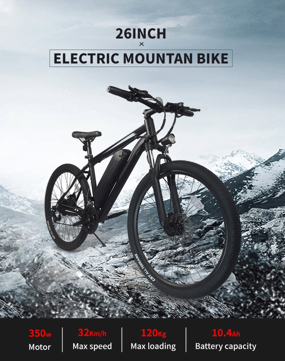 K3 Electric Bike 26*1.95 Inch Tire, 350W Motor 32Km/h Max Speed, Dual 36V 10.4Ah Battery, 120kg Load - Black & Red 12 K3 Electric Bike 26*1.95 Inch Tire, 350W Motor 32Km/h Max Speed, Dual 36V 10.4Ah Battery, 120kg Load - Black & Red -rockbros-shop K3 Electric Bike 26 1 95 inch Tire Black Red 518895 0