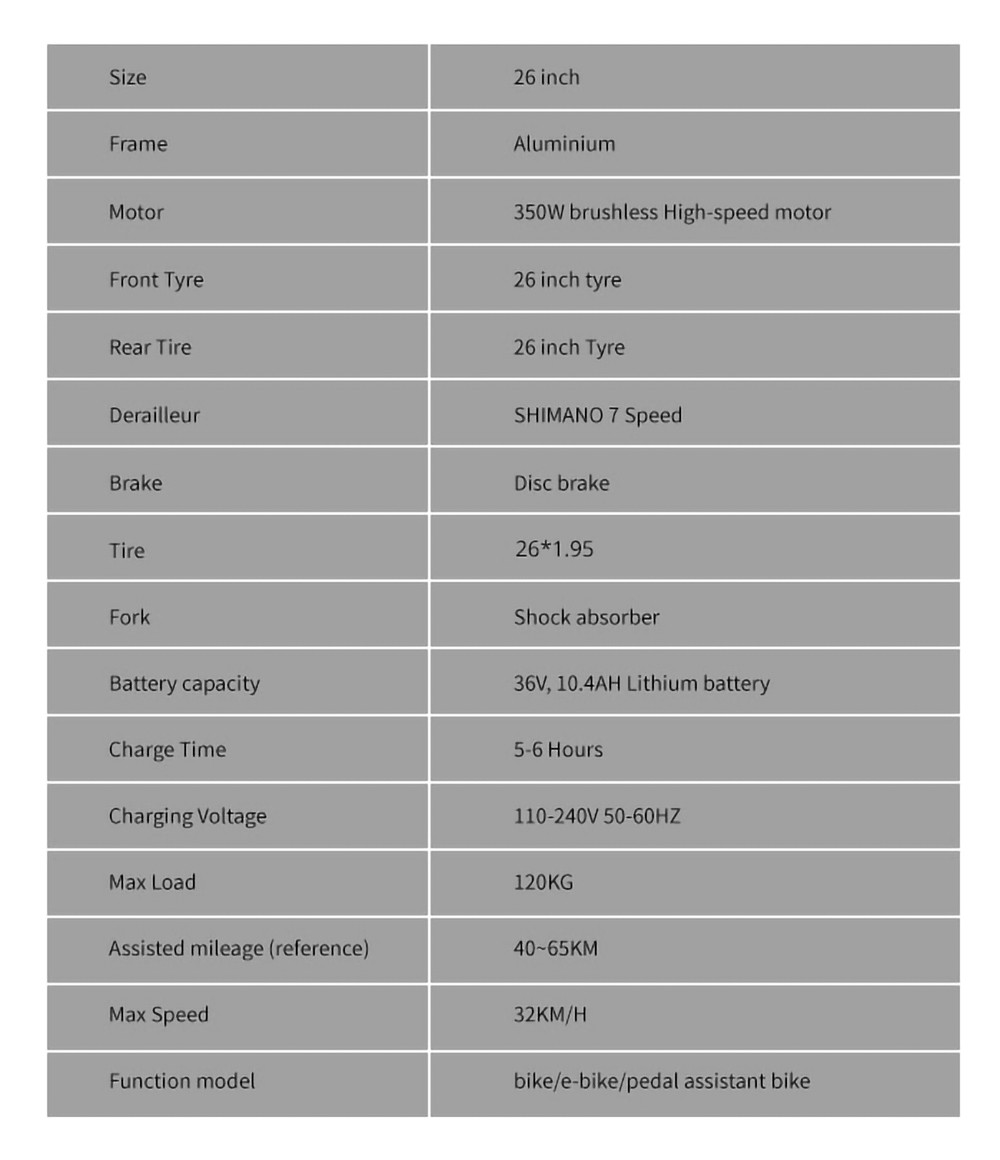 K3 Electric Bike 26*1.95 Inch Tire, 350W Motor 32Km/h Max Speed, Dual 36V 10.4Ah Battery, 120kg Load - Black & Red 21 K3 Electric Bike 26*1.95 Inch Tire, 350W Motor 32Km/h Max Speed, Dual 36V 10.4Ah Battery, 120kg Load - Black & Red -rockbros-shop K3 Electric Bike 26 1 95 inch Tire Black Red 518895 9