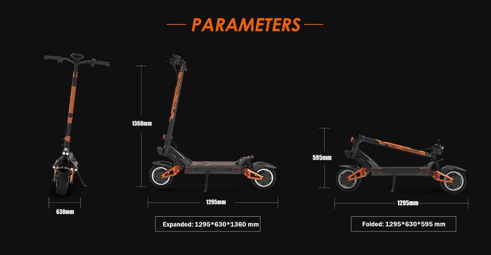 KuKirin G3 Pro 1200W*2 Motors Off-Road Electric Scooter 10 Inch Tires, 52V 23.2Ah vymeniteľná batéria, maximálny dojazd 80 km, maximálna rýchlosť 65 km/h, dvojitý tlmič nárazov, vodotesnosť IP54, dvojité olejové brzdy