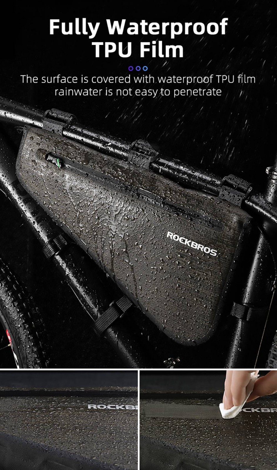 ROCKBROS AS-017 Bicycle Bag Rainproof MTB Road Frame Bag Triangle Pouch Waterproof Caulking Bag - 8L Capacity 12 ROCKBROS AS-017 Bicycle Bag Rainproof MTB Road Frame Bag Triangle Pouch Waterproof Caulking Bag - 8L Capacity -rockbros-shop ROCKBROS AS 017 Bicycle Bag Rainproof MTB Road Frame Bag 8L 518669 6