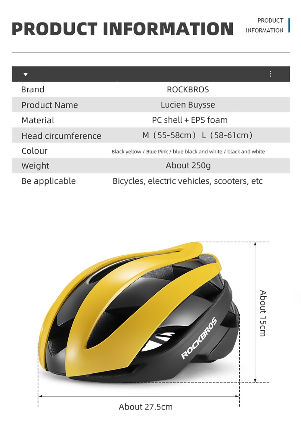 ROCKBROS RB-01 Cycling Helmet Ultralight Road Bike Helmet MTB Scooter Helmet Caps - Yellow M -rockbros-shop ROCKBROS RB 01 Cycling Helmet Yellow M 518660 13