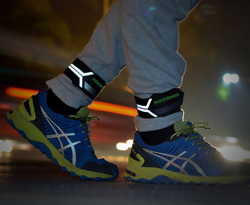 ROCKBROS Reflective Pant Band for Night Running, Cycling, Walking, Adjustable Elastic Safety Gear for Runner - Colorful