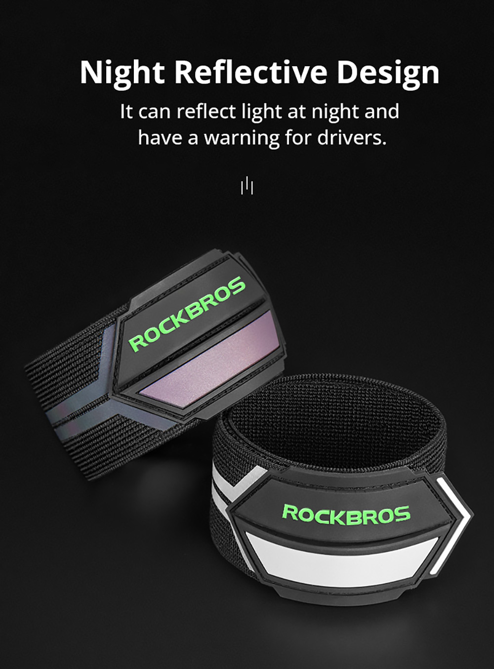 ROCKBROS Reflective Pant Band for Night Running, Cycling, Walking, Adjustable Elastic Safety Gear for Runner - Silver