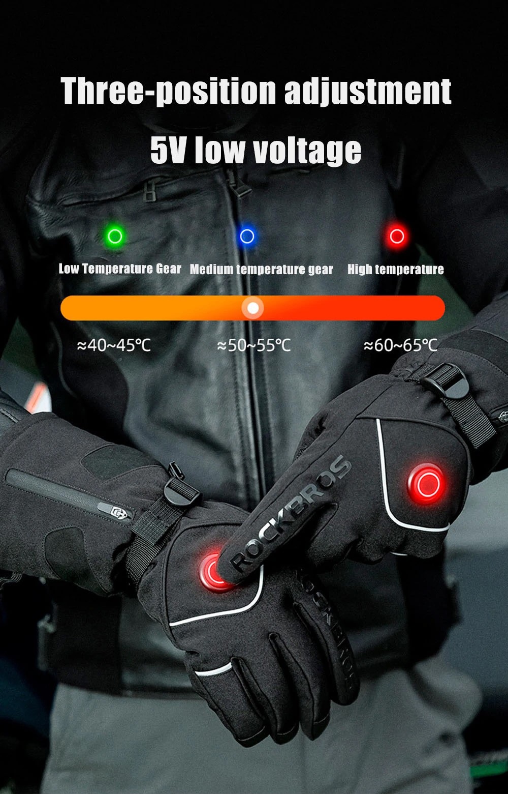 ROCKBROS S278 Heating Gloves For Cycling, Touchscreen Motorcycle Bicycle Breathable Waterproof Gloves - L 8 ROCKBROS S278 Heating Gloves for Cycling, Touchscreen Motorcycle Bicycle Breathable Waterproof Gloves - L