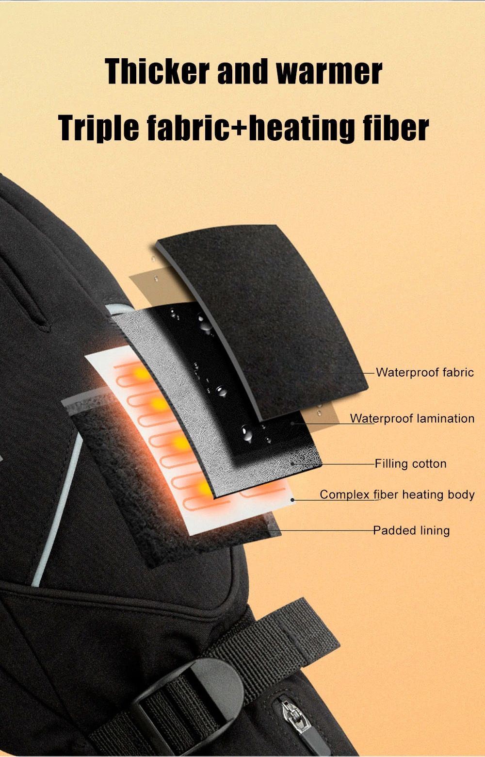 ROCKBROS S278 Heating Gloves for Cycling, Touchscreen Motorcycle Bicycle Breathable Waterproof Gloves - M