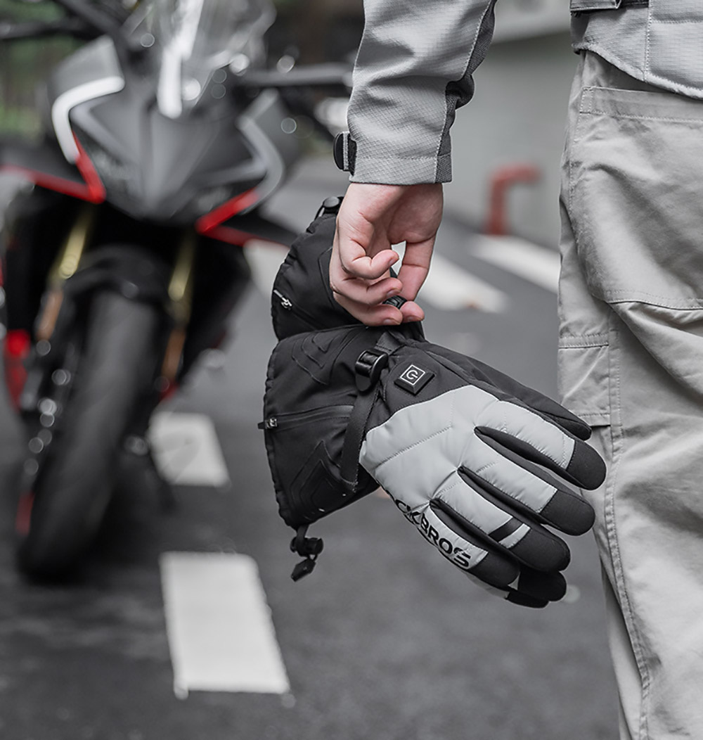 ROCKBROS S304 Heating Gloves for Cycling, Touchscreen Motorcycle Bicycle Gloves Breathable Waterproof - L