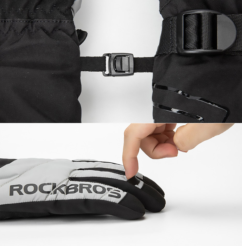 ROCKBROS S304 Heating Gloves for Cycling, Touchscreen Motorcycle Bicycle Gloves Breathable Waterproof - L