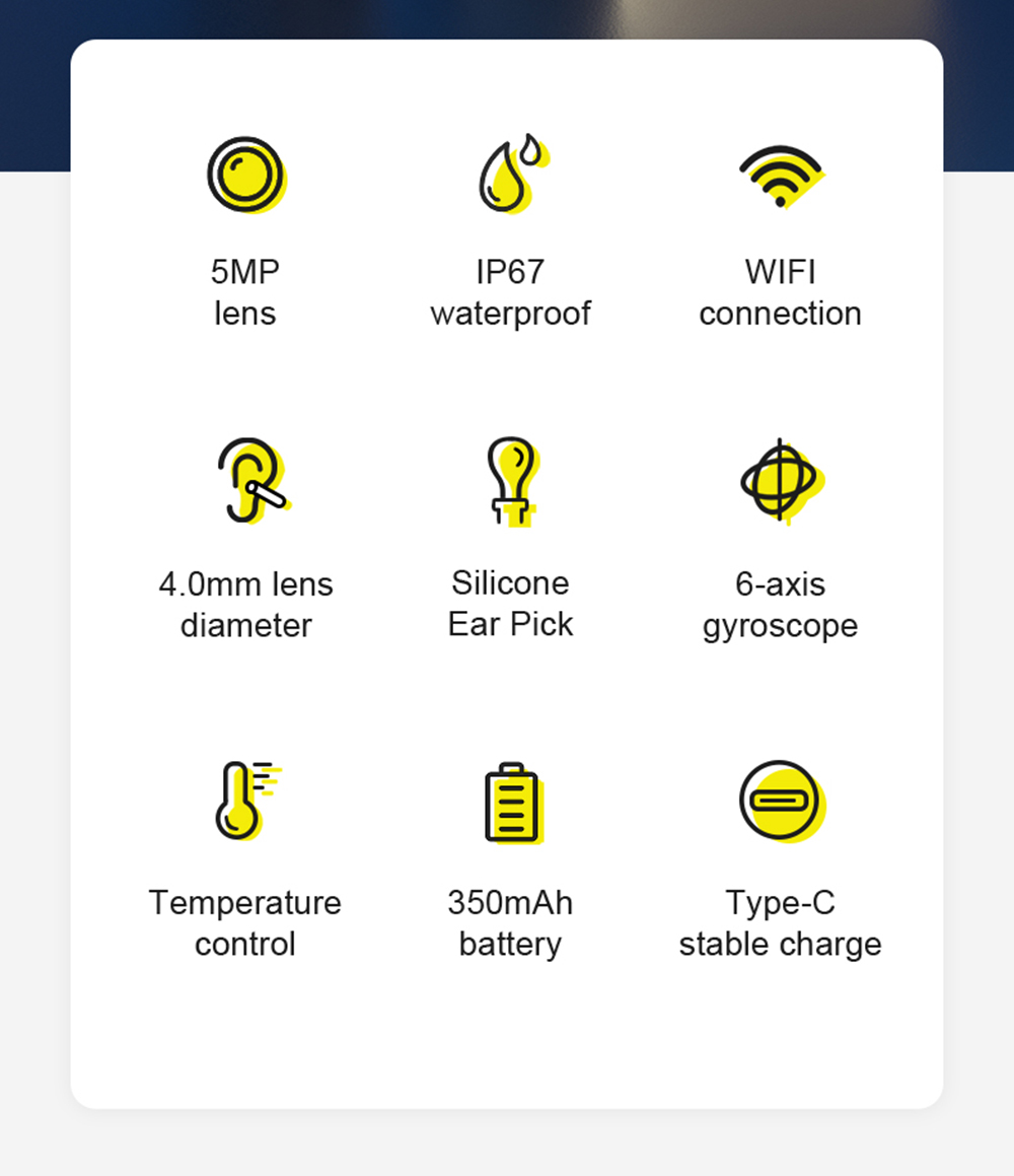 SUNUO X8 Smart Visual Ear Cleaner, Acne Squeezing, 5MP HD Camera, 6-Axis Gyroscope, Silicone Ear Tips, WiFi Connection