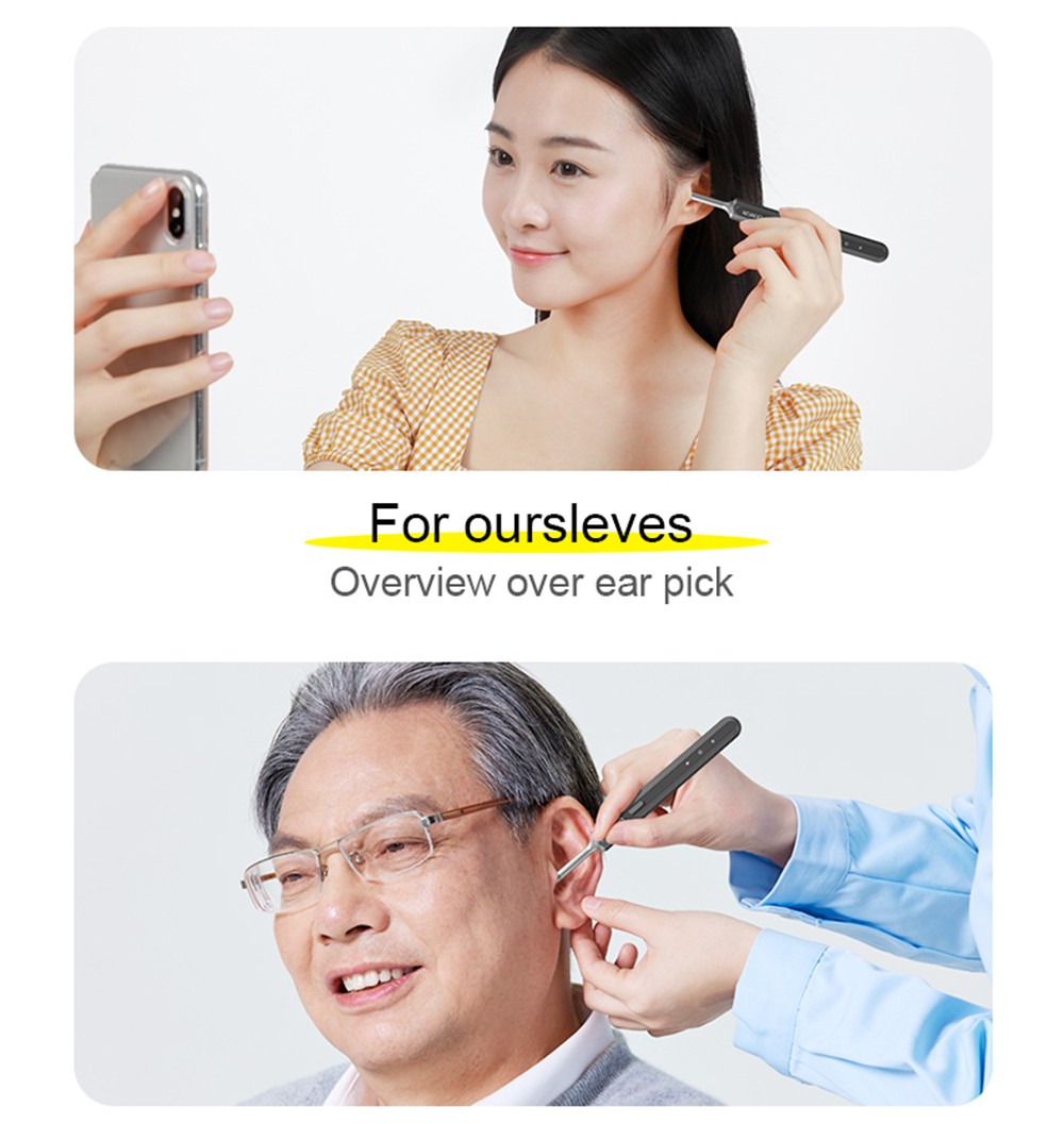 SUNUO X8 Smart Visual Ear Cleaner, Acne Squeezing, 5MP HD Camera, 6-Axis Gyroscope, Silicone Ear Tips, WiFi Connection