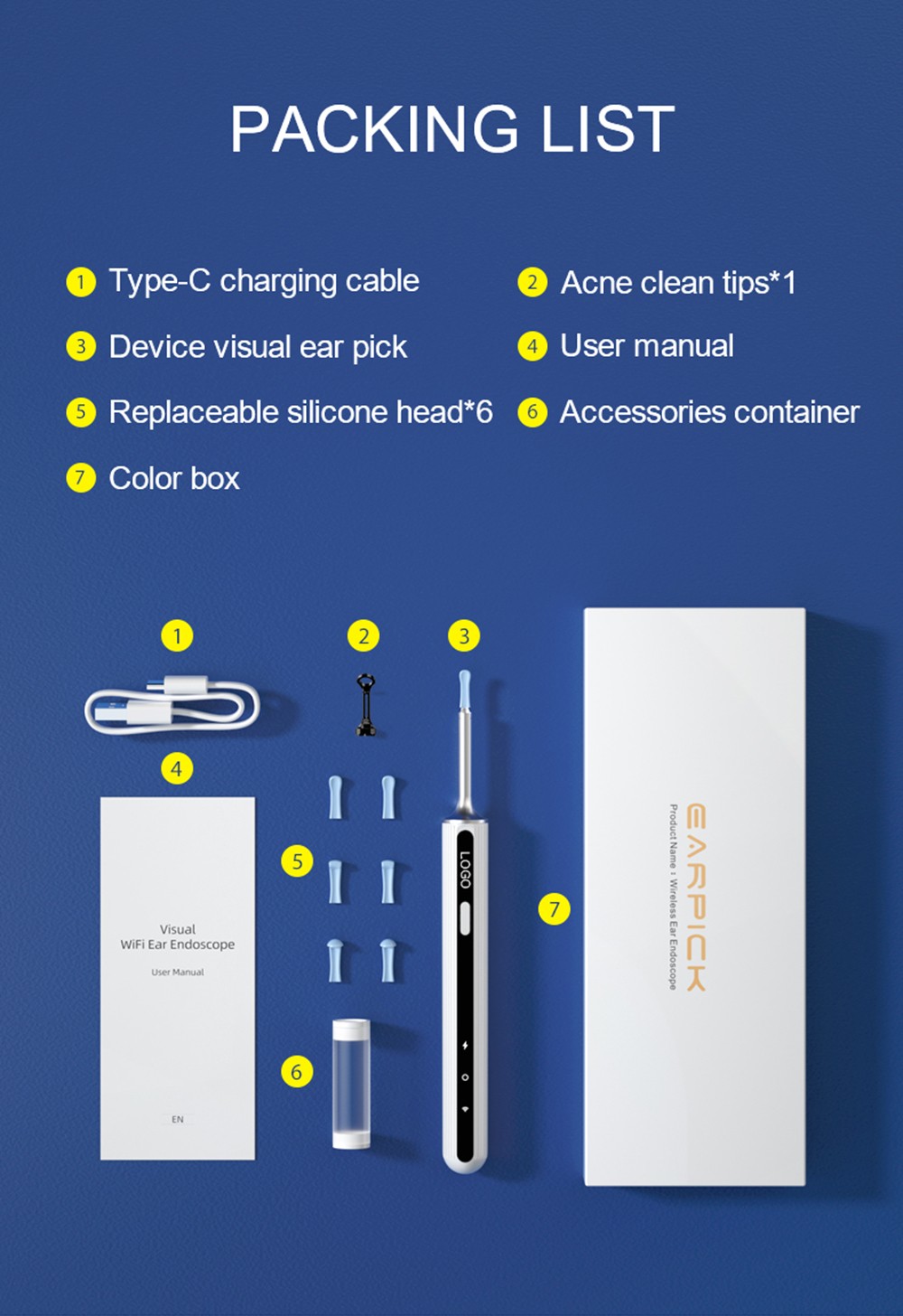 SUNUO X8 Smart Visual Ear Cleaner, Acne Squeezing, 5MP HD Camera, 6-Axis Gyroscope, Silicone Ear Tips, WiFi Connection
