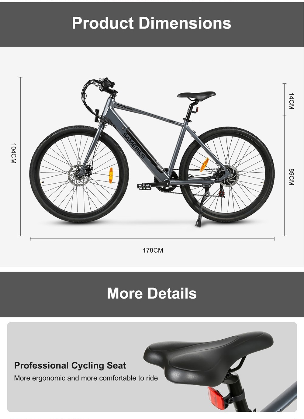 Samebike XWP10 Electric Bike 700*45C KENDA Tires 350W Motor 32Km/h Max Speed 36V 10.4Ah Battery For 40-80KM Range Dual Disc Brakes Shimano 7-Speed Gear App Control - Blue 20 Samebike XWP10 Electric Bike 700*45C KENDA Tires 350W Motor 32Km/h Max Speed 36V 10.4Ah Battery For 40-80KM Range Dual Disc Brakes Shimano 7-Speed Gear App Control - Blue -rockbros-shop Samebike XWP10 Electric Bike Blue 518892 10