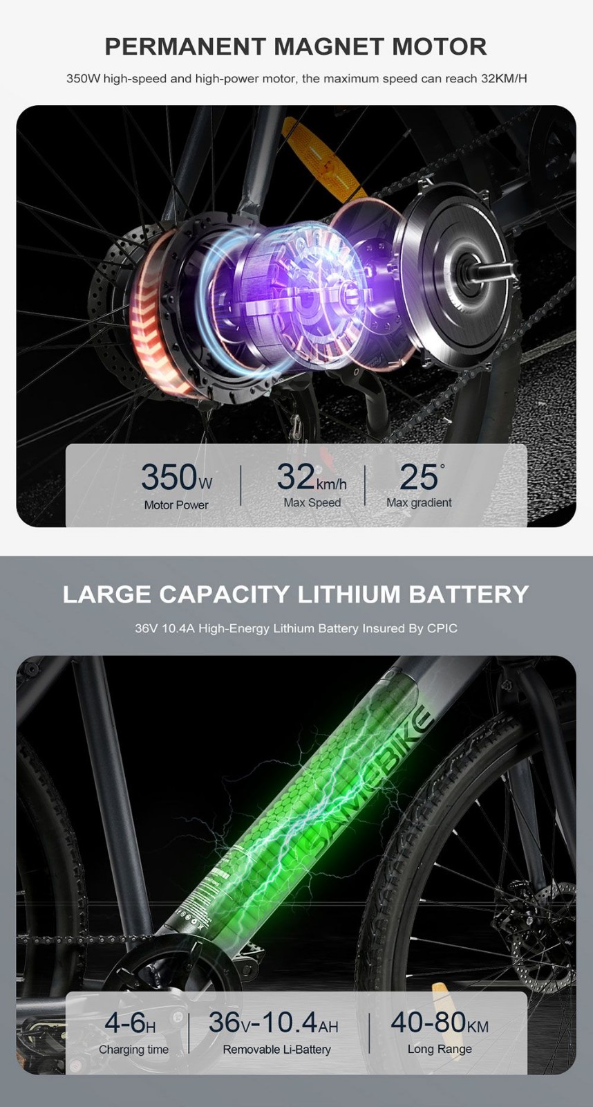 Samebike XWP10 Electric Bike 700*45C KENDA Tires 350W Motor 32Km/h Max Speed 36V 10.4Ah Battery For 40-80KM Range Dual Disc Brakes Shimano 7-Speed Gear App Control - Blue 16 Samebike XWP10 Electric Bike 700*45C KENDA Tires 350W Motor 32Km/h Max Speed 36V 10.4Ah Battery For 40-80KM Range Dual Disc Brakes Shimano 7-Speed Gear App Control - Blue -rockbros-shop Samebike XWP10 Electric Bike Blue 518892 6