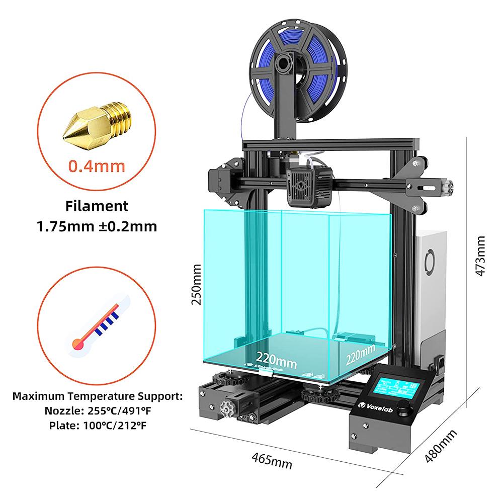 Voxelab Aquila C2 FDM 3D Printer Fast Heating Resuming Printing Color Screen 220x220x250mm