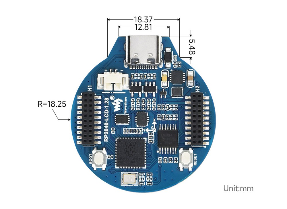 Waveshare RP2040 MCU Board With 1.28inch Round LCD