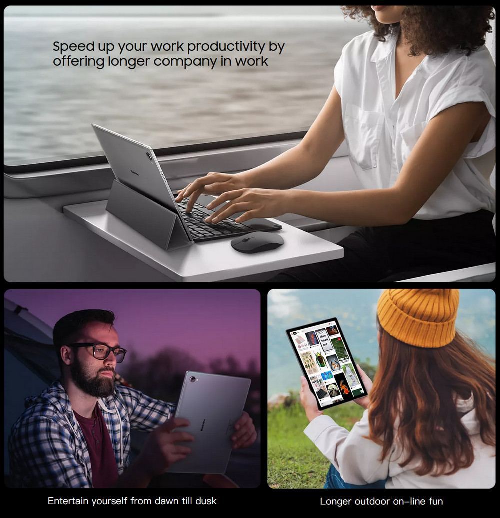 Blackview Tab 15 4G LTE Tablet PC Pad, Unisoc Tiger T610 Octa Core 1.8GHz 8GB RAM 128GB ROM, 10.5-inch 1920x1200 FHD 1080P In-cell Widevine L1 Screen, 13MP+8MP Dual Cameras, 8280mAh Daily Use 12 Hours 18W Fast Charging, Android 12 OS, PC Mode - Grey