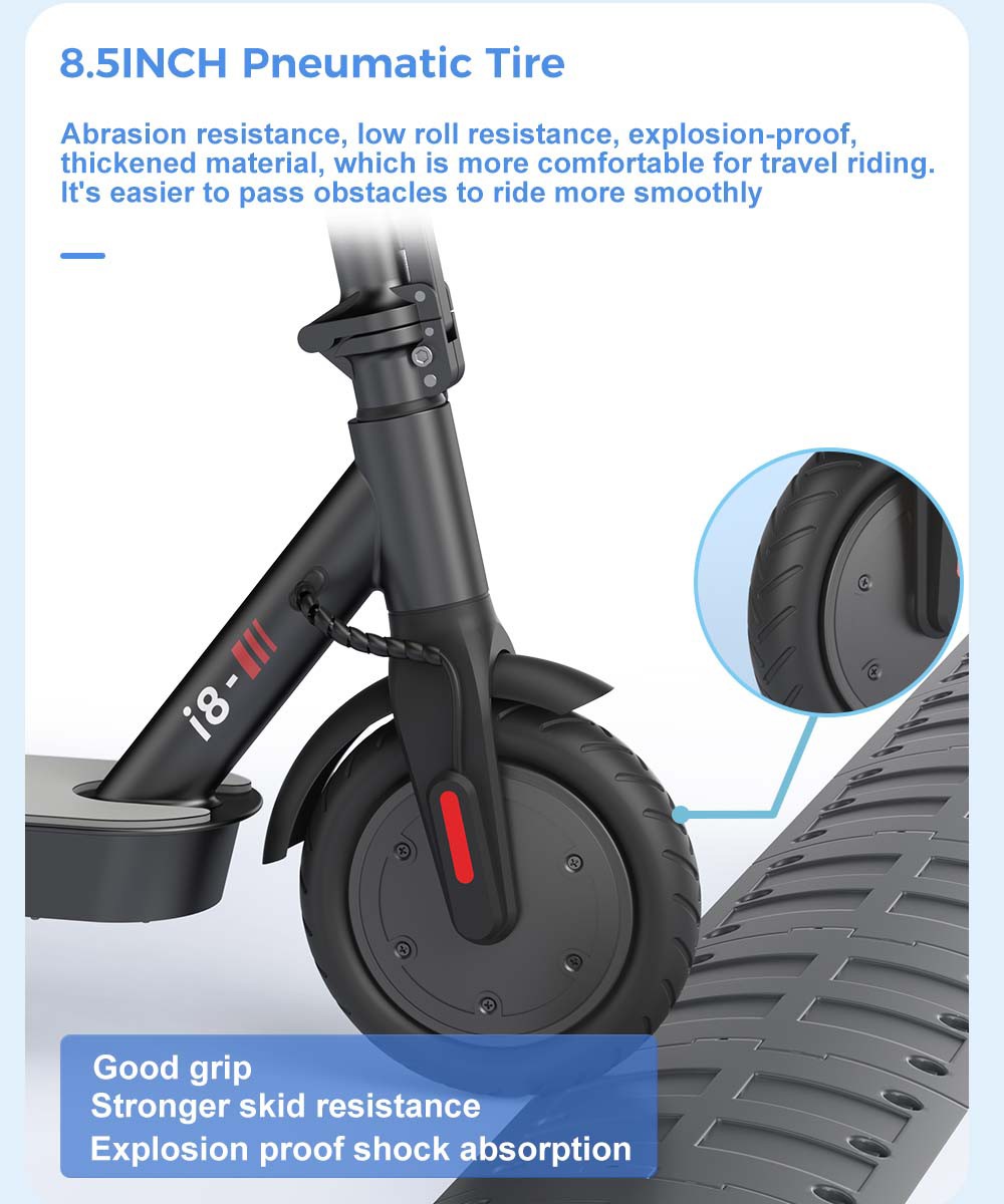 IScooter I8 Electric Folding Scooter For Commuting 8.5 Inch Tire 500W Motor 25km/h Max Speed 7.5Ah Battery For 25-30km Mileage - White -rockbros-shop iScooter i8 Electric Folding Scooter for Commuting White 518846 1