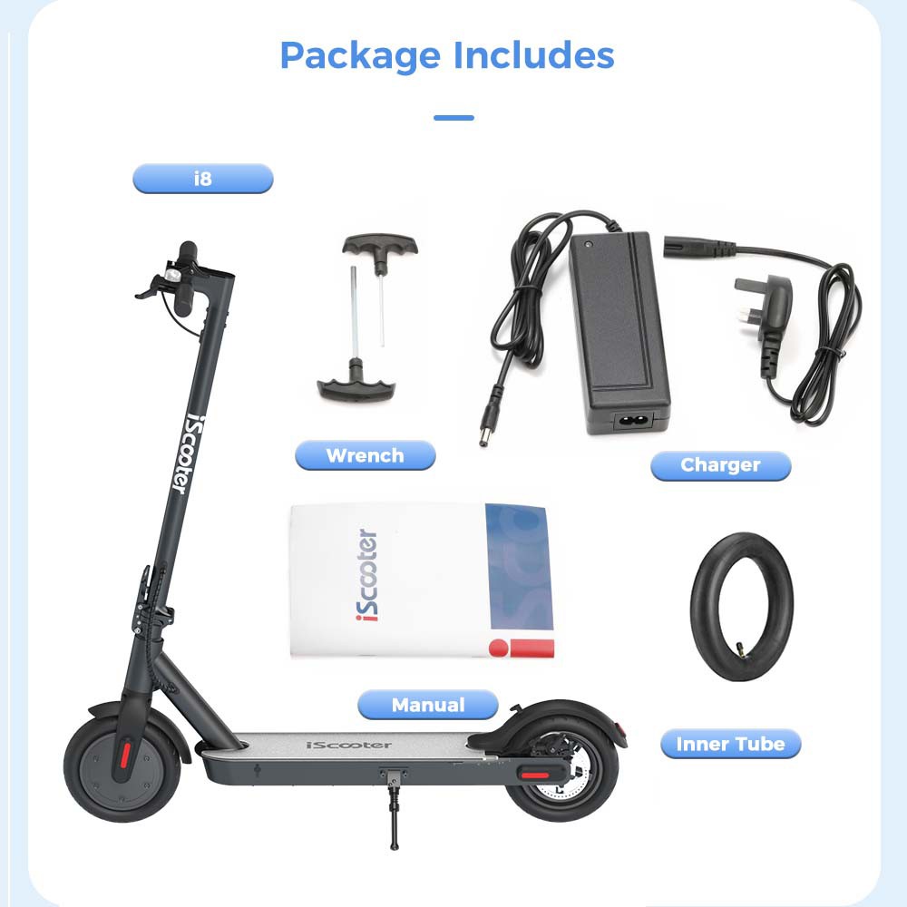 iScooter i8 Electric Scooter 8.5 Inch 500W 25Km/h 7.5AH Battery White