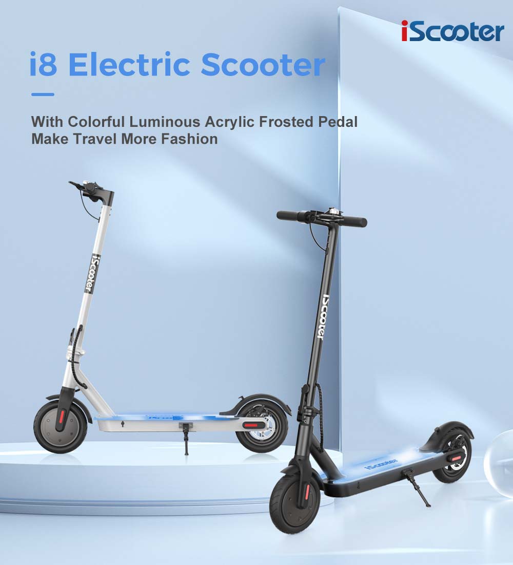 IScooter I8 Electric Folding Scooter For Commuting 8.5 Inch Tire 500W Motor 25km/h Max Speed 7.5Ah Battery For 25-30km Mileage - White -rockbros-shop iScooter i8 Electric Folding Scooter for Commuting White 518846 6