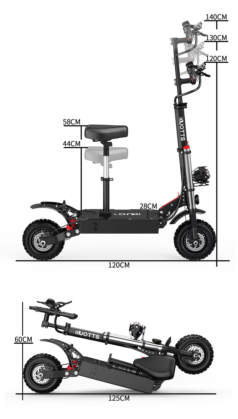 DUOTTS D88 Electric Scooter 11in 85KM/H 60V 38Ah 2800W*2 Dual Motor