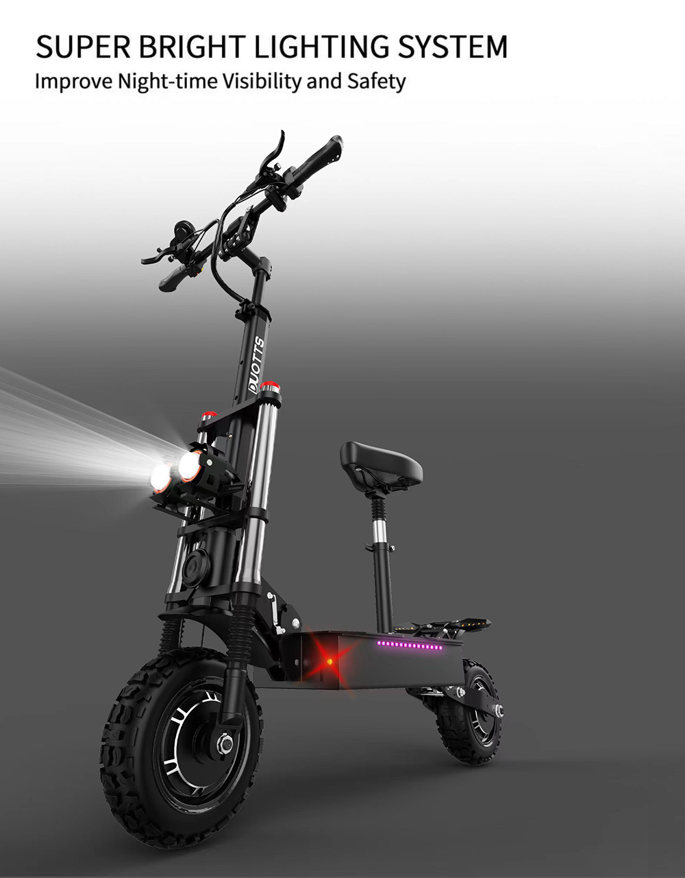 DUOTTS D88 Electric Scooter 11 Inch Off-Road Tires 2800W*2 Dual Motor 85Km/h Max Speed 60V 38Ah Battery For 100KM Range 150KG Load Double Absorbers With Seat -rockbros-shop 5f90b3ea 866b 458e 9c9d 2e2d620cc45d