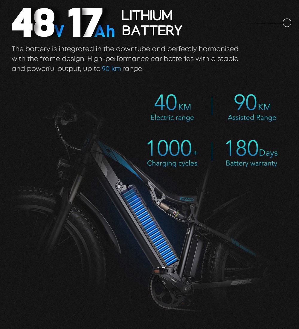 Shengmilo MX03 1000W 48V 17Ah 26 Inch E-bike 40km/h Max Speed 40-50km Mileage Range 180kg Max Load Electric Bike - Black 19 Shengmilo MX03 1000W 48V 17Ah 26 Inch E-bike 40km/h Max Speed 40-50km Mileage Range 180kg Max Load Electric Bike - Black -rockbros-shop 74bcc976 5cf2 45e1 a5f4 c31ba9596932