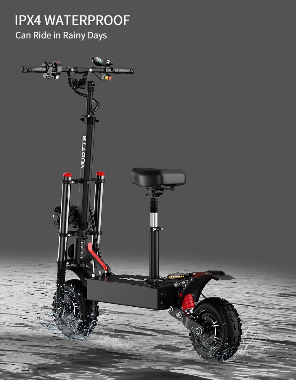 DUOTTS D66 Electric Scooter 11″ Off-road Tires 60V 1800W*2 Motor 65-70km/h Max Speed 24Ah Battery 60-70km 150kg Load