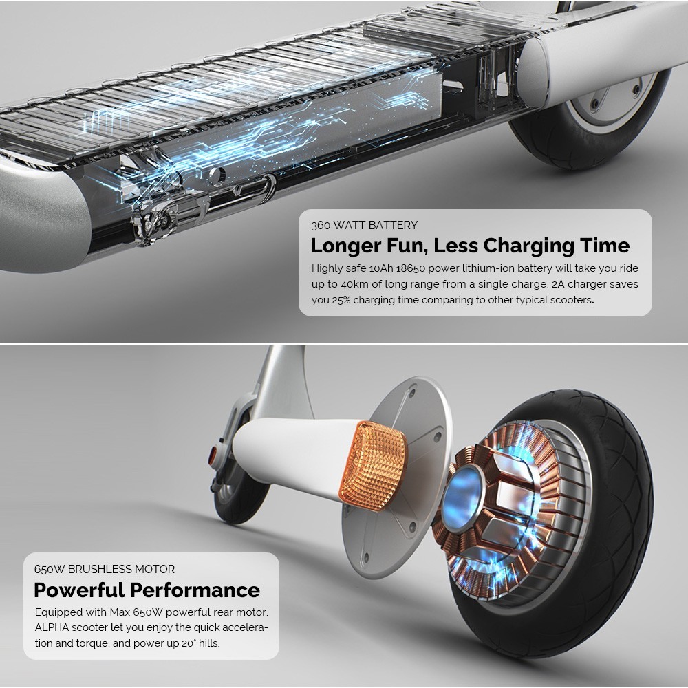 Atomi Alpha Folding Electric Scooter 9 Inch Tires 650W Motor 36V 10Ah Battery For 25 Miles Range 25Km/h Max Speed 120KG Max Load Support App Control Built-in Combination Lock - Black 19 Atomi Alpha Folding Electric Scooter 9 Inch Tires 650W Motor 36V 10Ah Battery For 25 Miles Range 25Km/h Max Speed 120KG Max Load Support App Control Built-in Combination Lock - Black -rockbros-shop Atomi Alpha Electric Scooter Black 519054 5