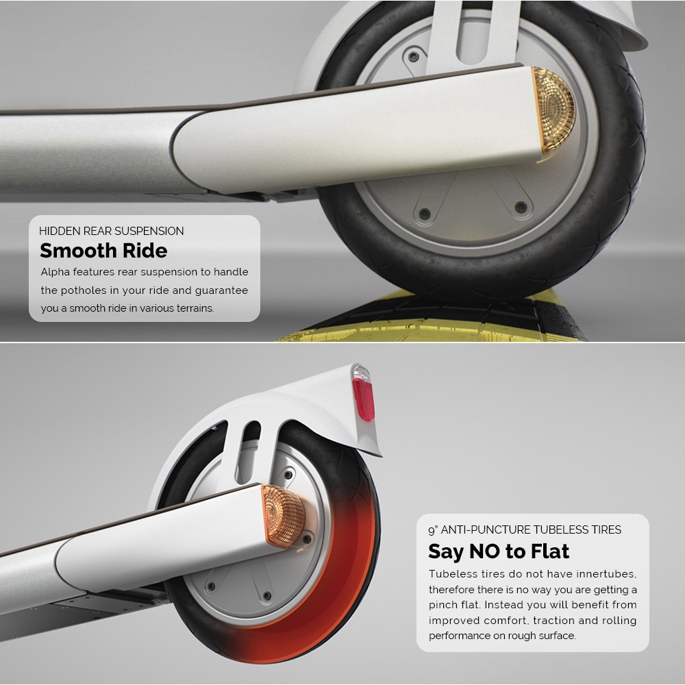 Atomi Alpha Folding Electric Scooter 9 Inch Tires 650W Motor 36V 10Ah Battery For 25 Miles Range 25Km/h Max Speed 120KG Max Load Support App Control Built-in Combination Lock - Black 20 Atomi Alpha Folding Electric Scooter 9 Inch Tires 650W Motor 36V 10Ah Battery For 25 Miles Range 25Km/h Max Speed 120KG Max Load Support App Control Built-in Combination Lock - Black -rockbros-shop Atomi Alpha Electric Scooter Black 519054 6